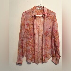 Bella Dahl Floral Sheer Button-Up Blouse